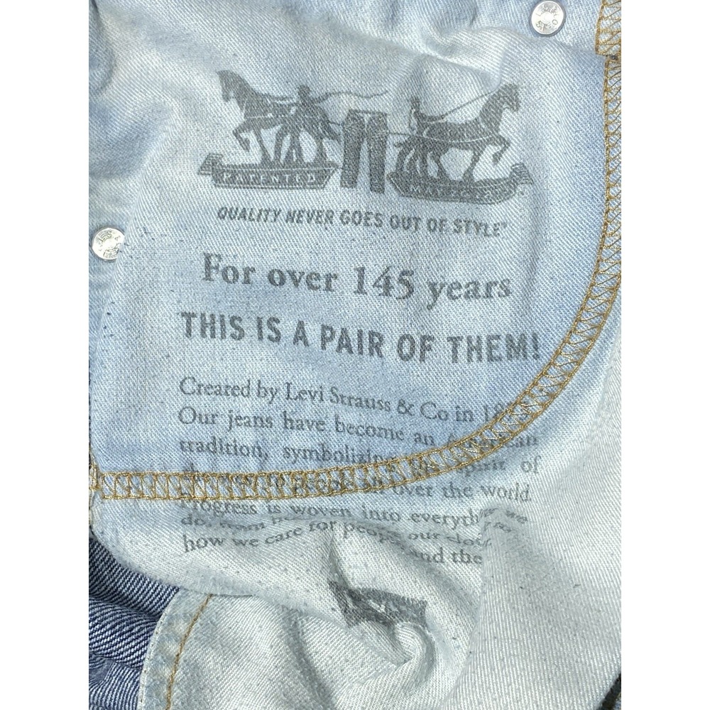Levis 505 Jeans Mens 32x32 Regular Fit Straight Leg Blue Denim Distressed - Picture 9 of 14